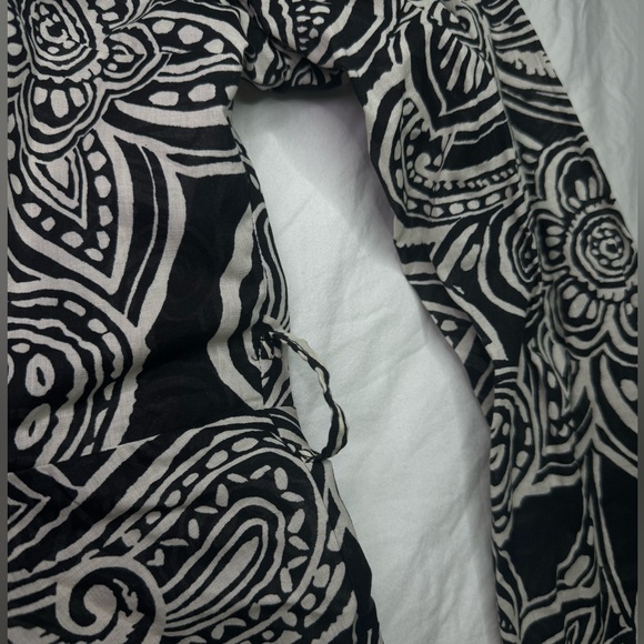 Zara Dress Black and White Floral Paisley Button Up Tie Belt Fit Flare Shirt XXL - Picture 10 of 10